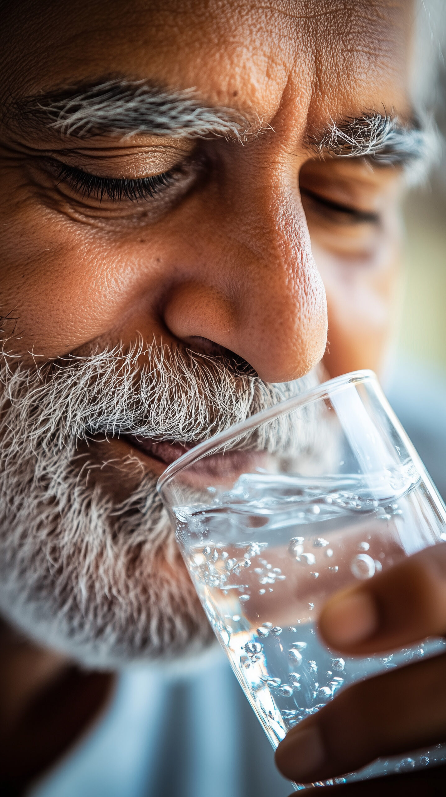 Senior Man Enjoying a Refreshing Drink